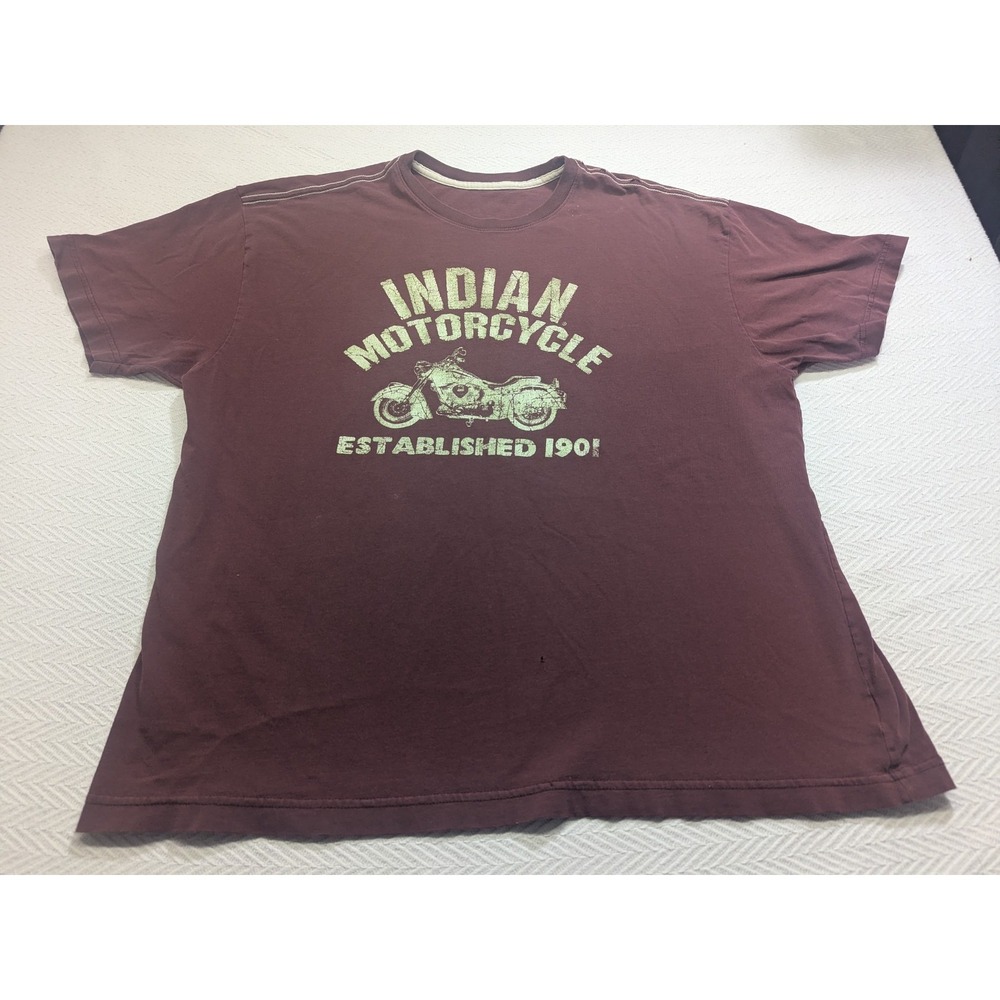Indian Motorcycle Fargo ND T Shirt Mens XL Burgundy Biker Tee Distressed Logo